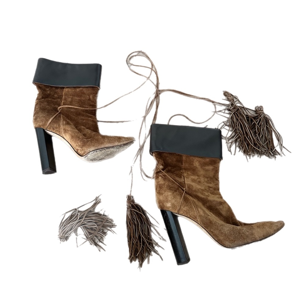 Saint Laurent Brown Booties With Tassles